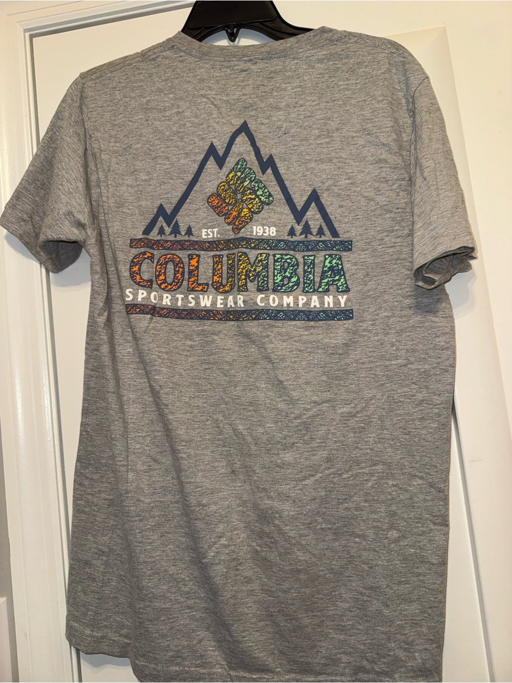 Columbia Gray Short-Sleeve Logo Tee with Multicolor Graphic